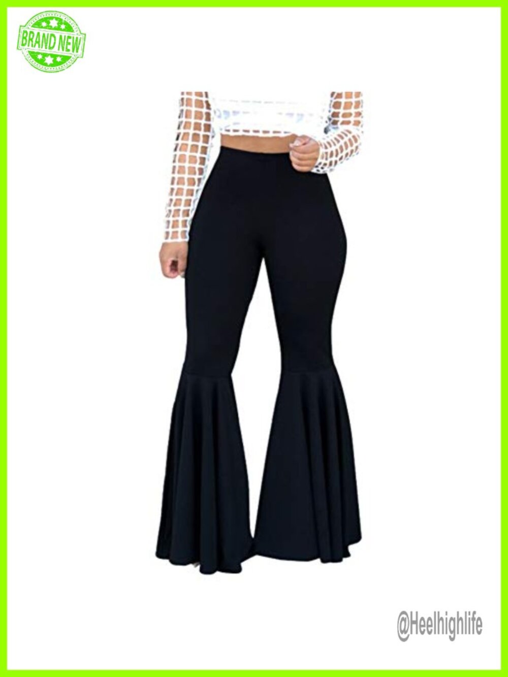 Women Flare Bell Bottom Pants High Rise Stretchy Palazzo Wide Leg